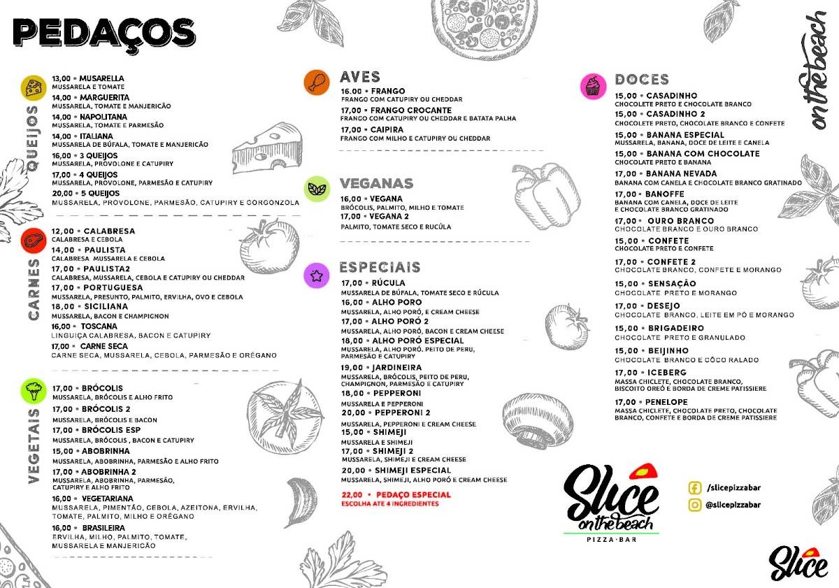 Slice Pizza Bar Boqueirão cardápio