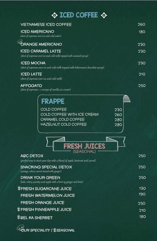 Snacking menu