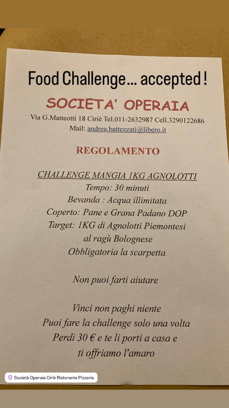 Menu di Società Operaia di Consumo Ciriacese 