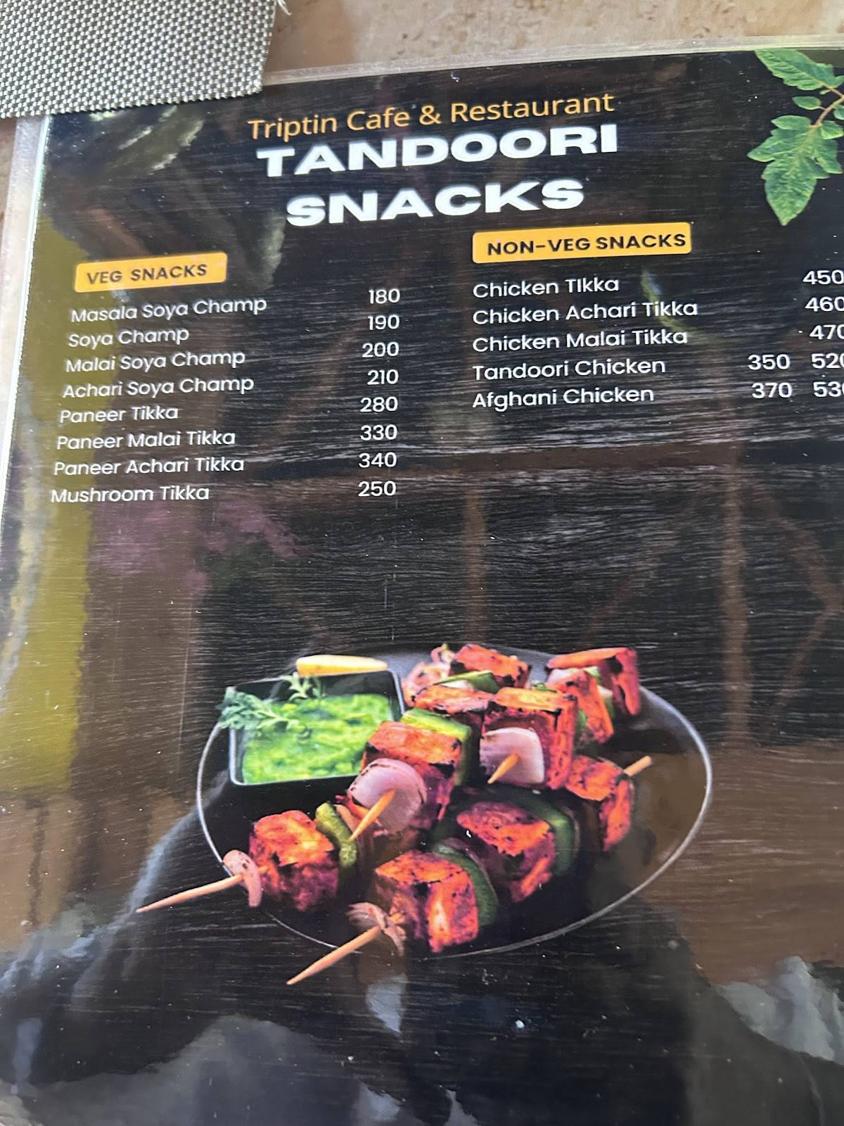 Triptin cafe & Resturant menu