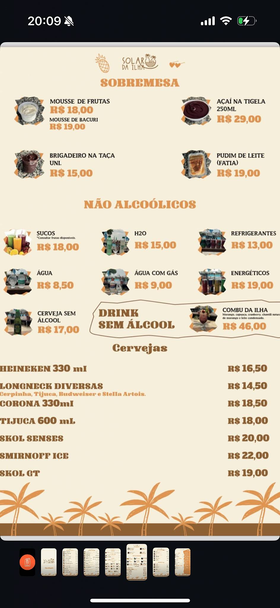 Solar Da Ilha cardápio