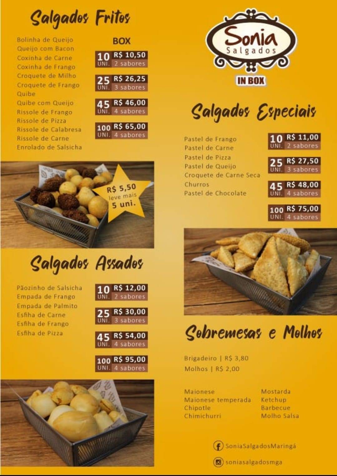 Sônia Salgados cardápio