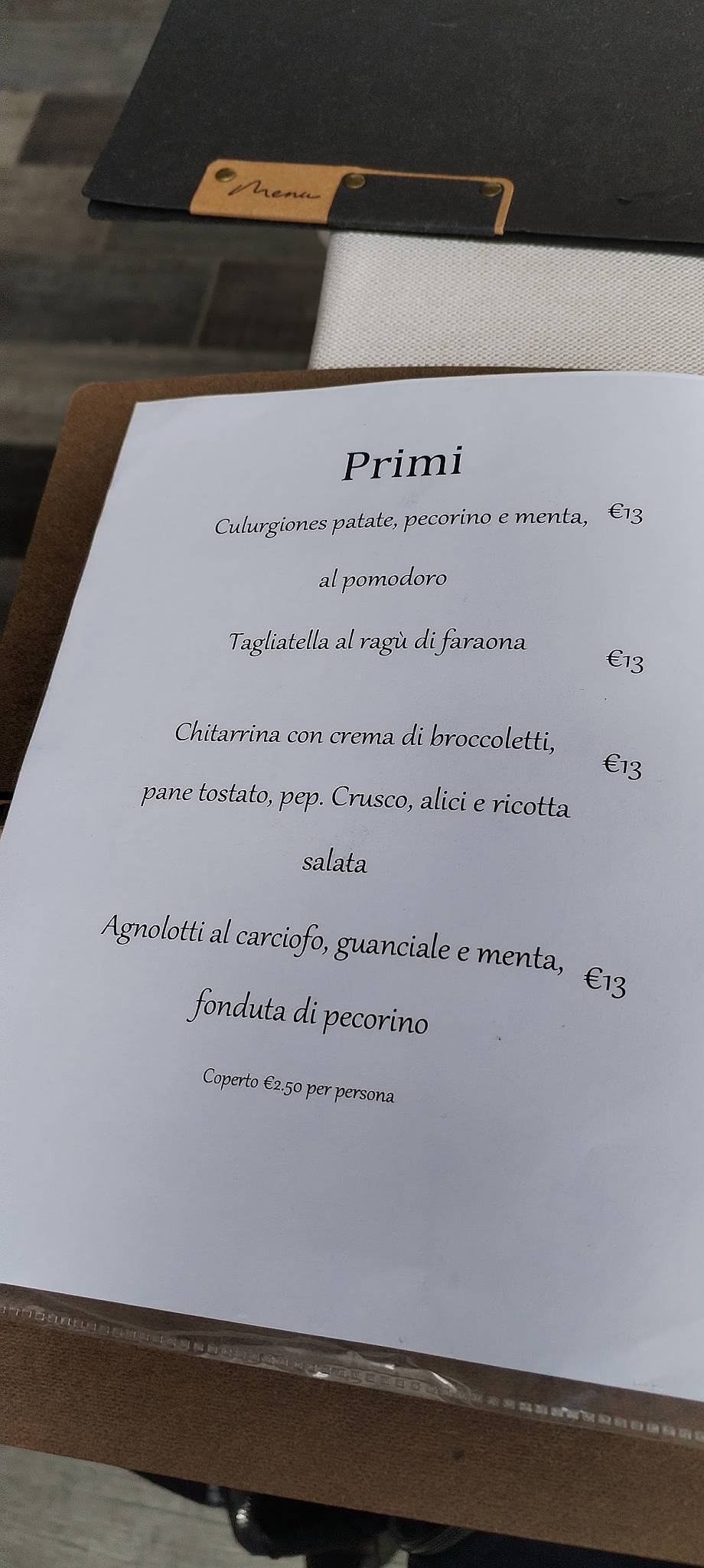 Menu di Soramànego - Ristorante & Cocktail Bar 