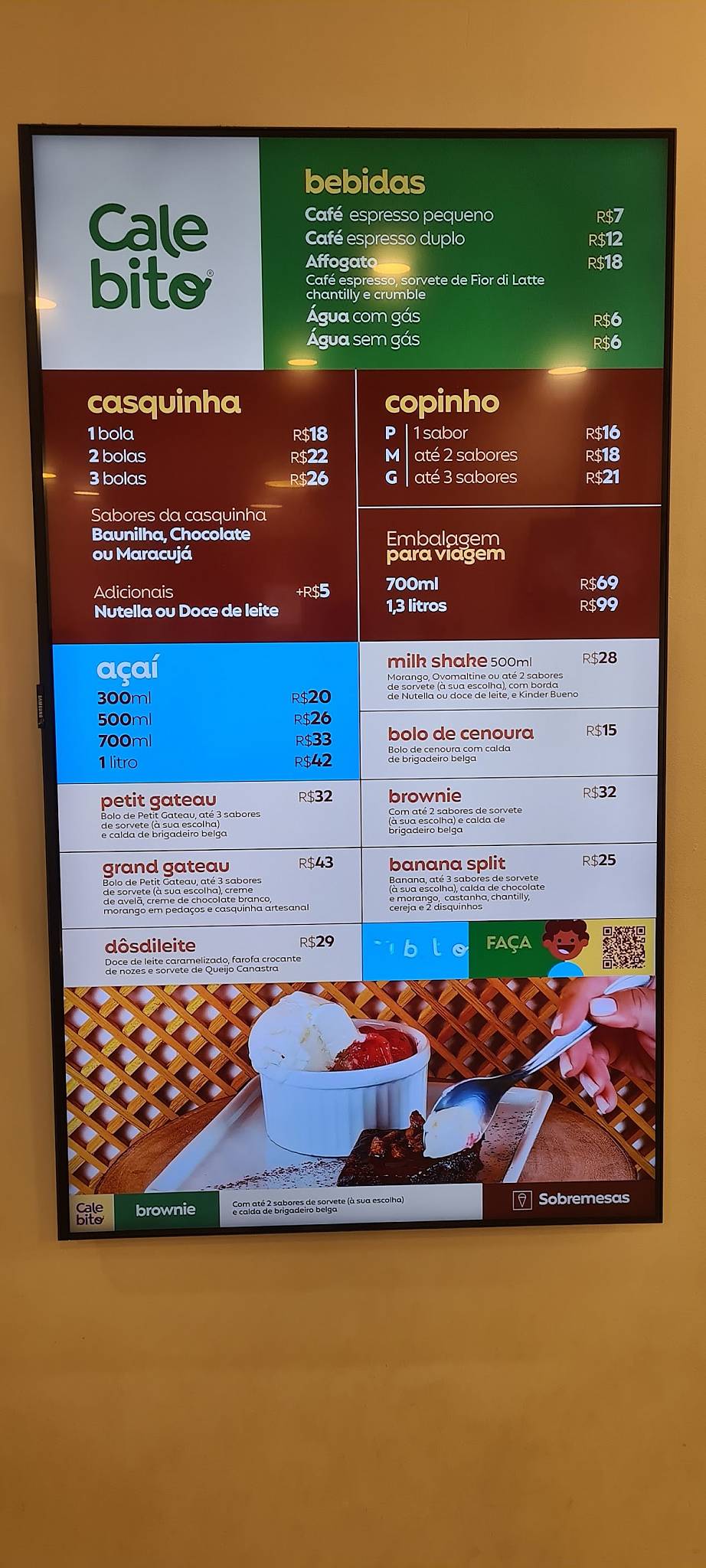 Calebito Sorveteria Cavaleiros cardápio