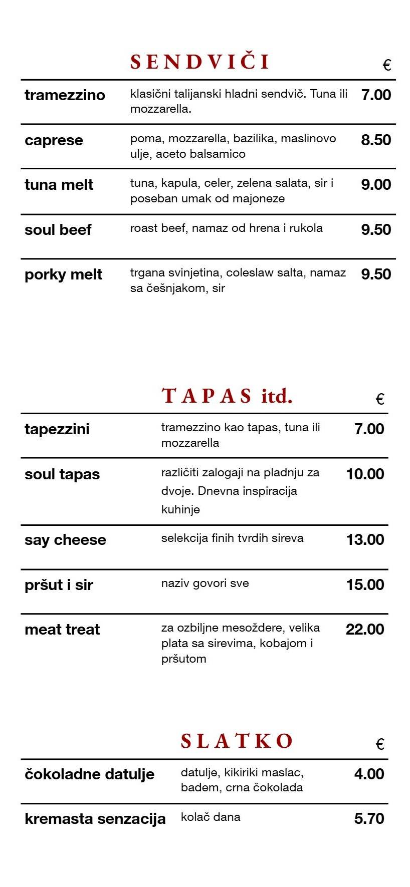 Menu di Soul 
