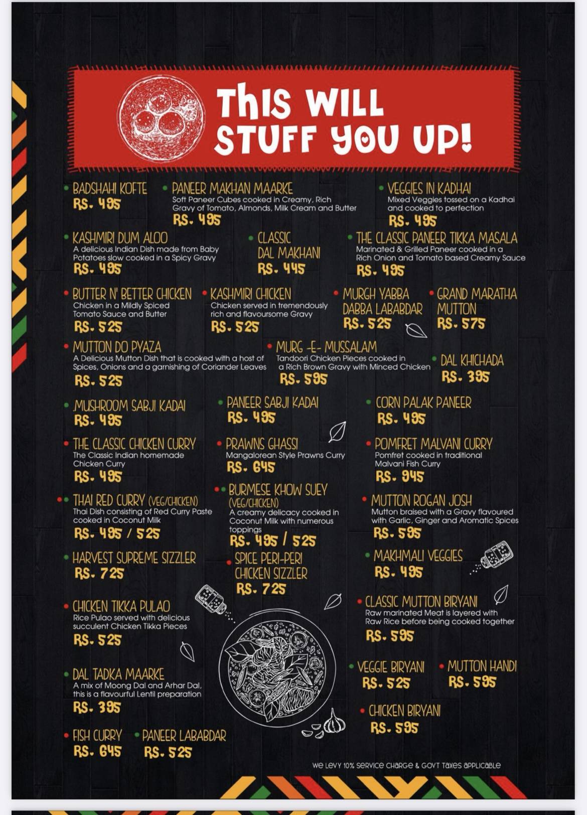 Spice Factory menu