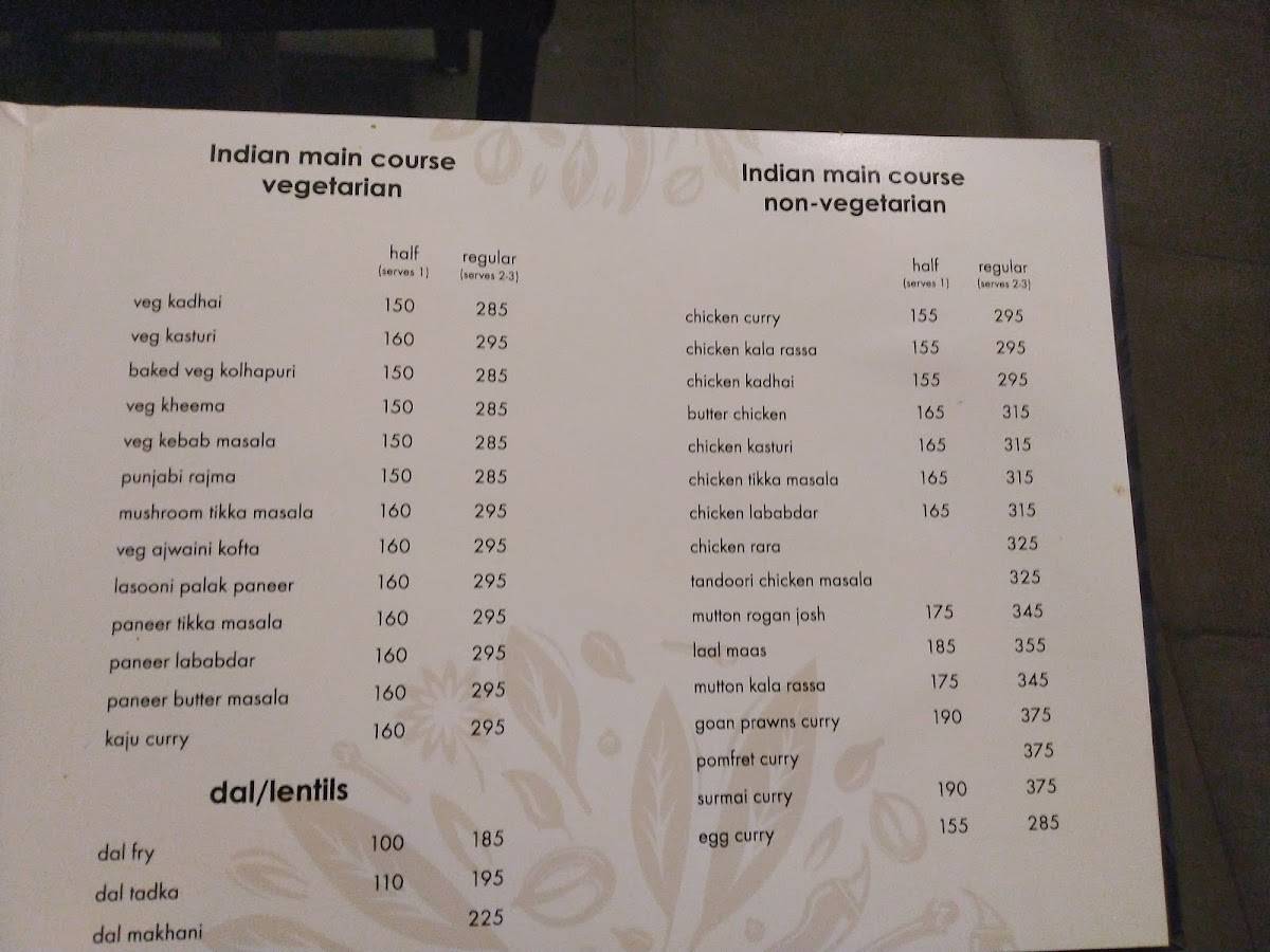 Spice Route menu