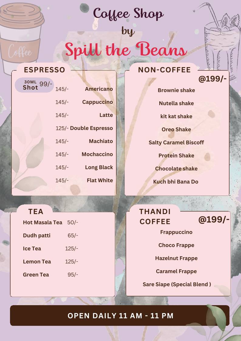 Spill D beans menu