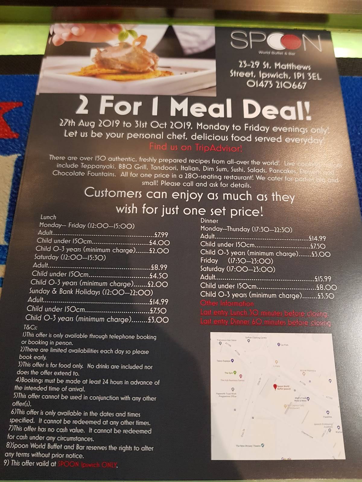 Menu at Spoon World Buffet & Bar, Ipswich