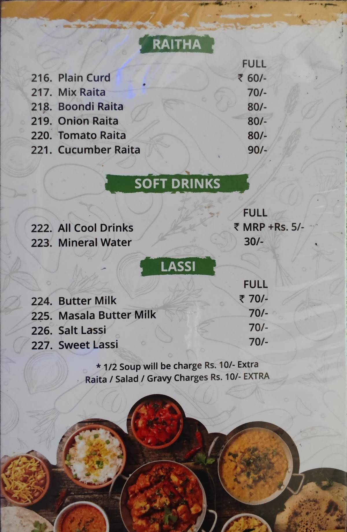 Sri Balaji Prithviraj Family Dhaba menu