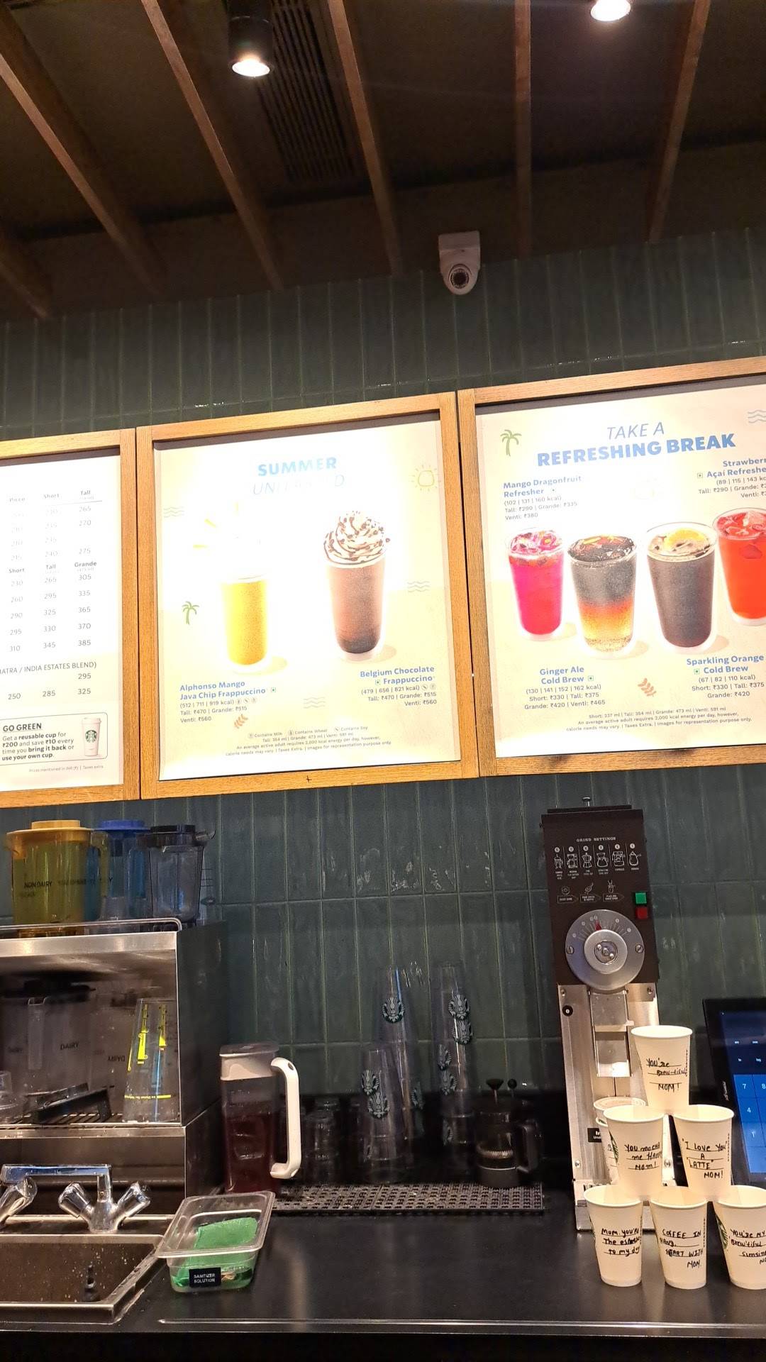 Starbucks Coffee menu