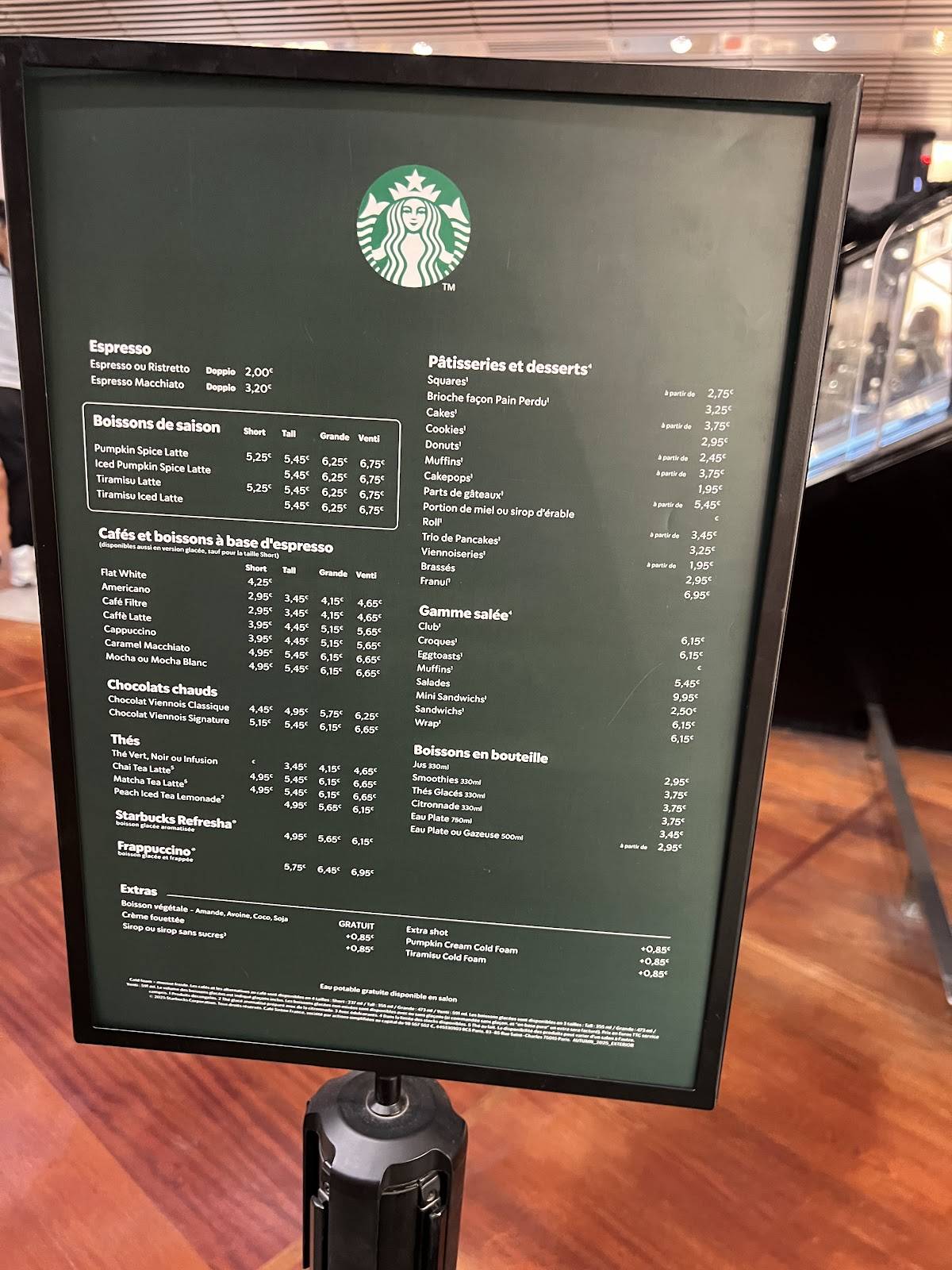 Menu de Starbucks