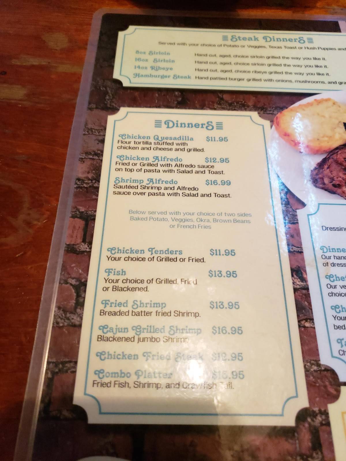 Menu at Cedar Lounge steakhouse, Morrilton