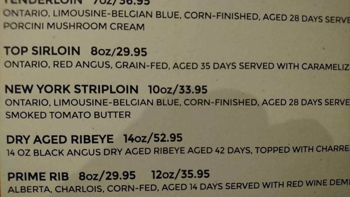 Menu at Charcoal Steak House steakhouse, Kitchener