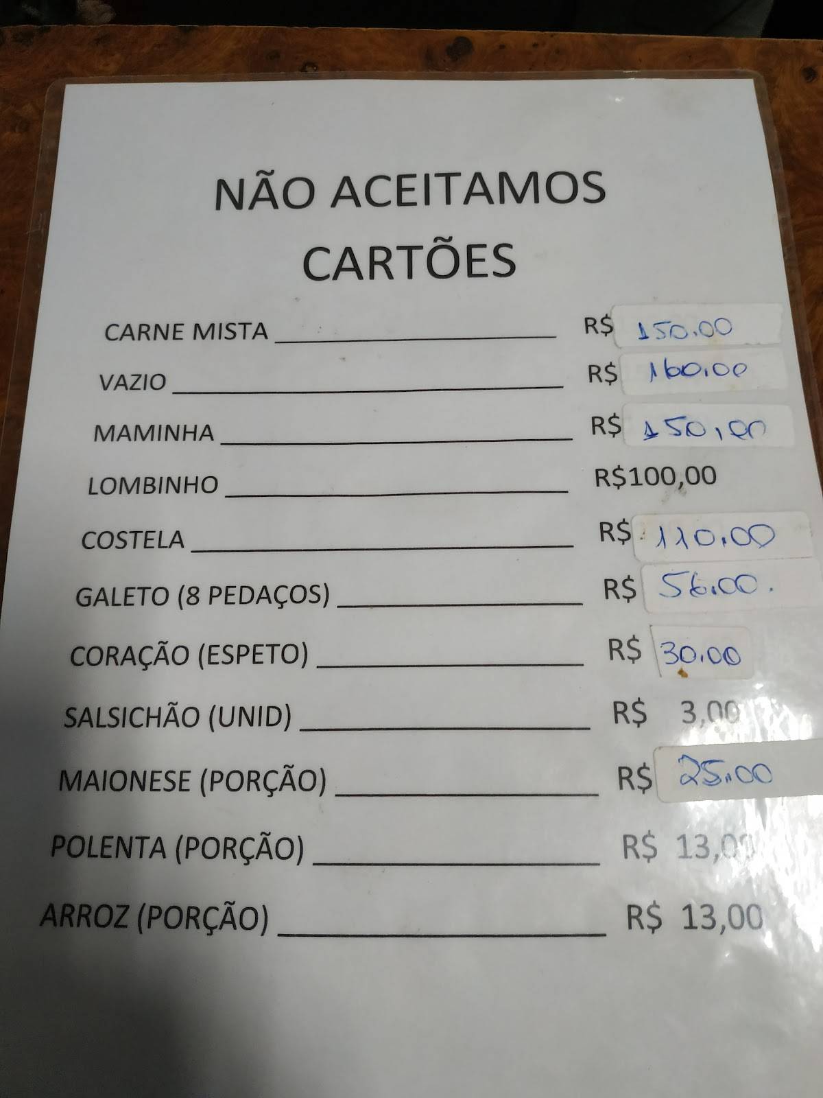 Churrascaria Giovanaz cardápio