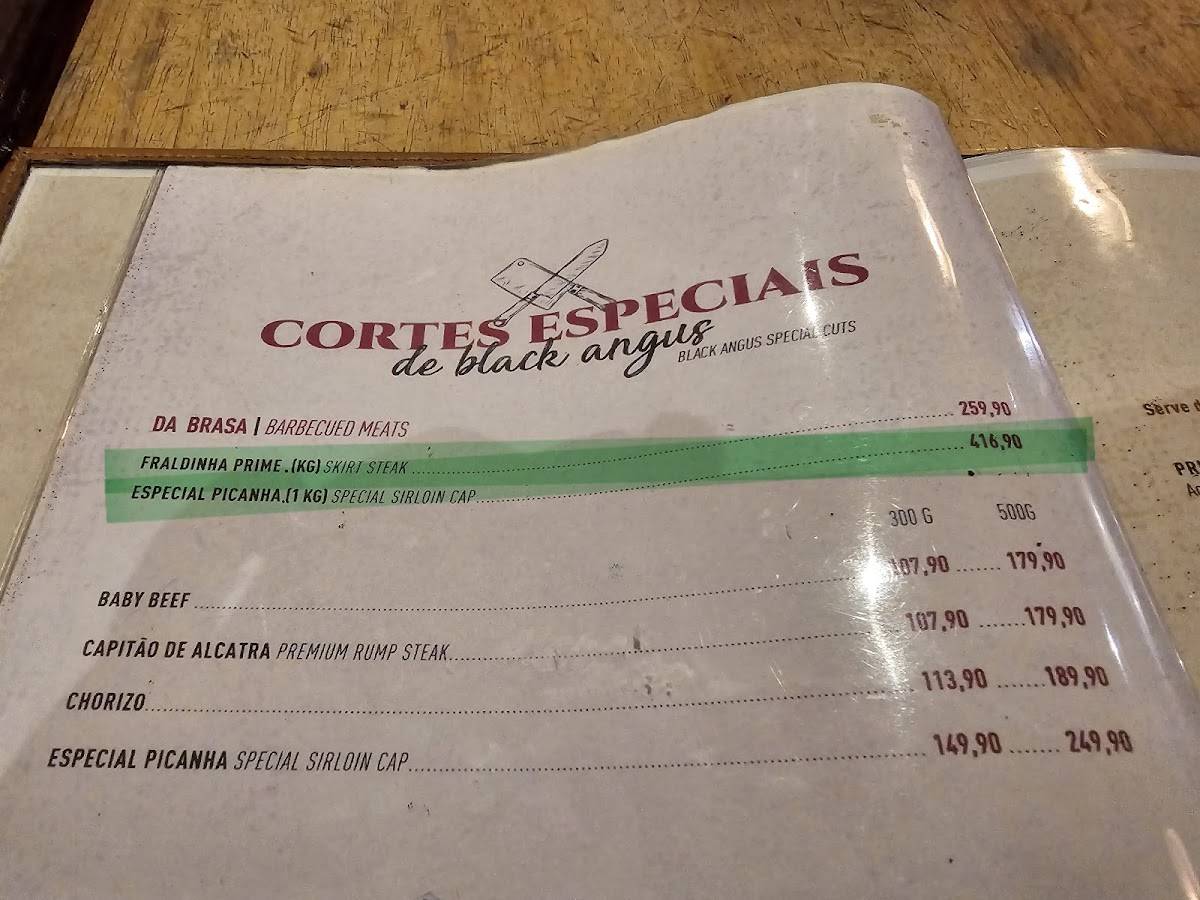 Churrasqueira RJ cardápio