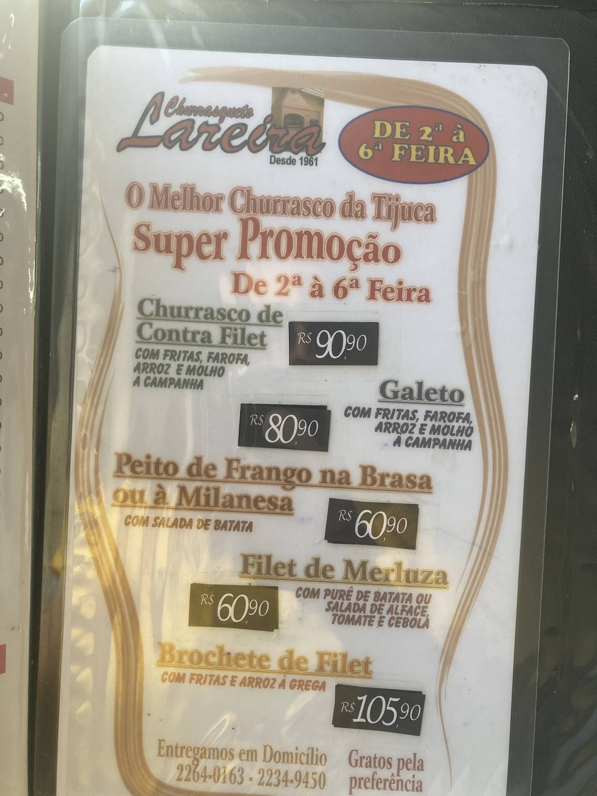 Churrasqueto Lareira cardápio