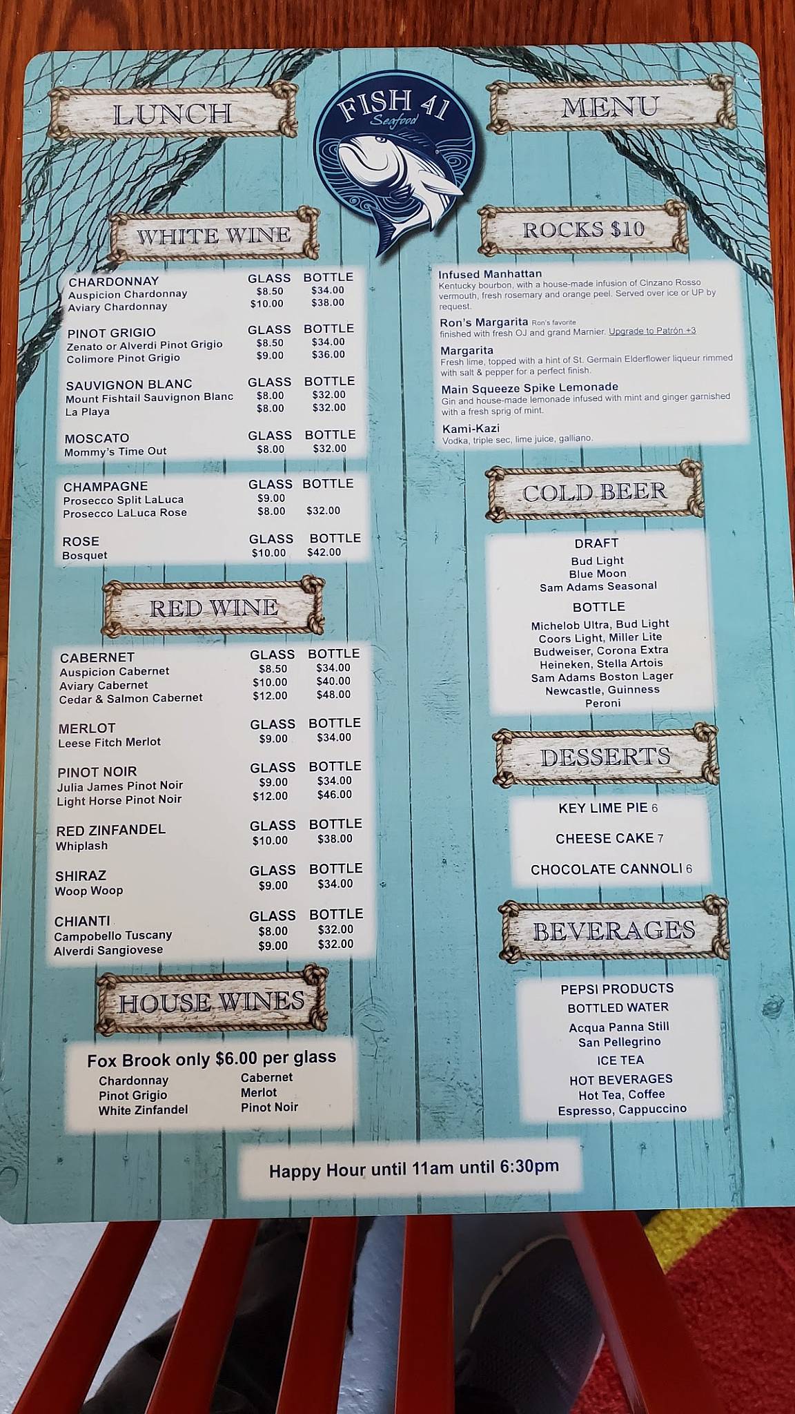 Menu at Fish 41 steakhouse, Naples