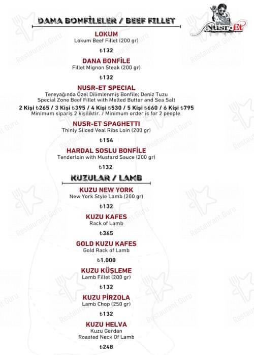 Menu At Nusr Et Steakhouse Ankara Ankara