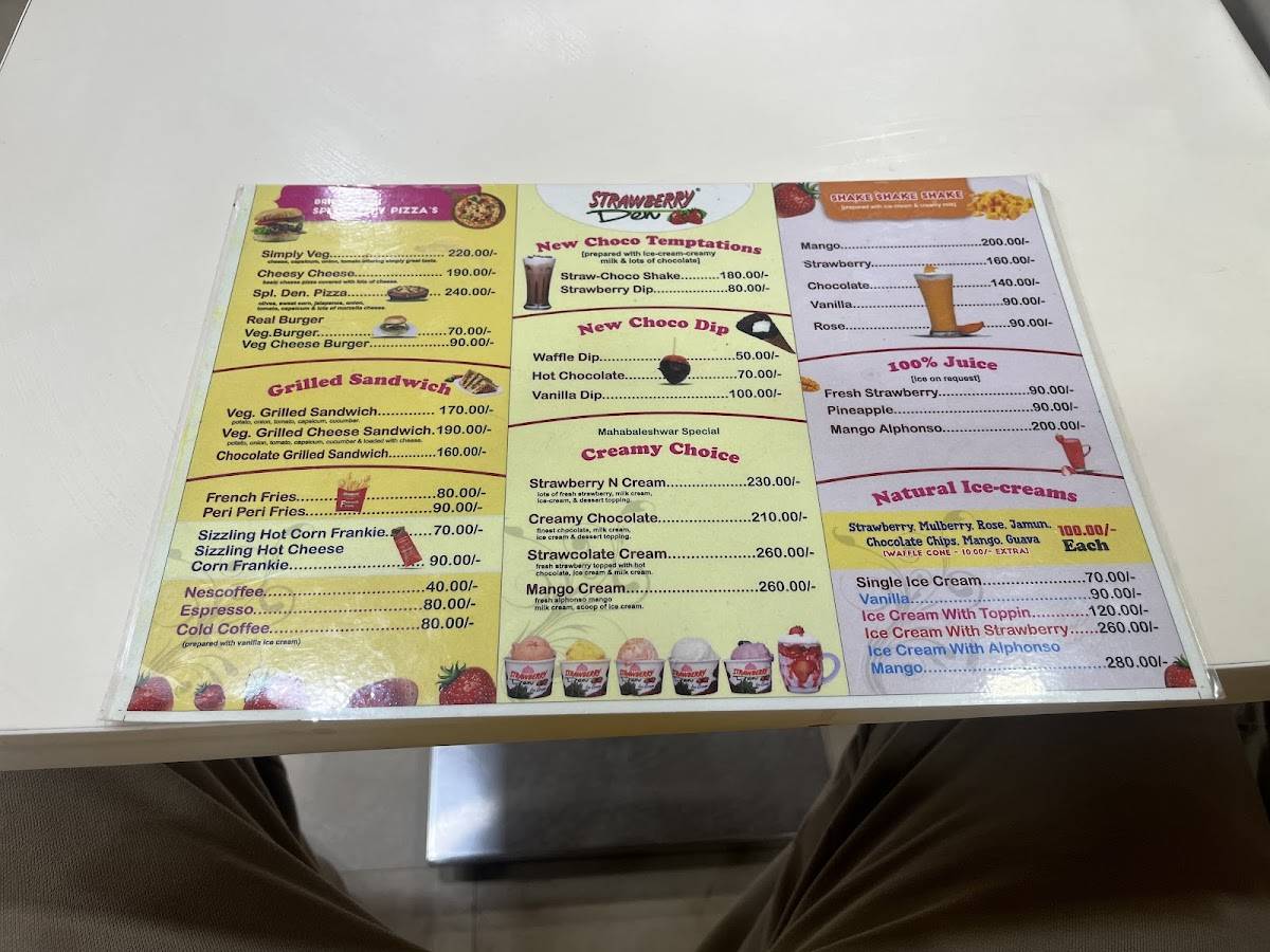 Strawberry Den menu