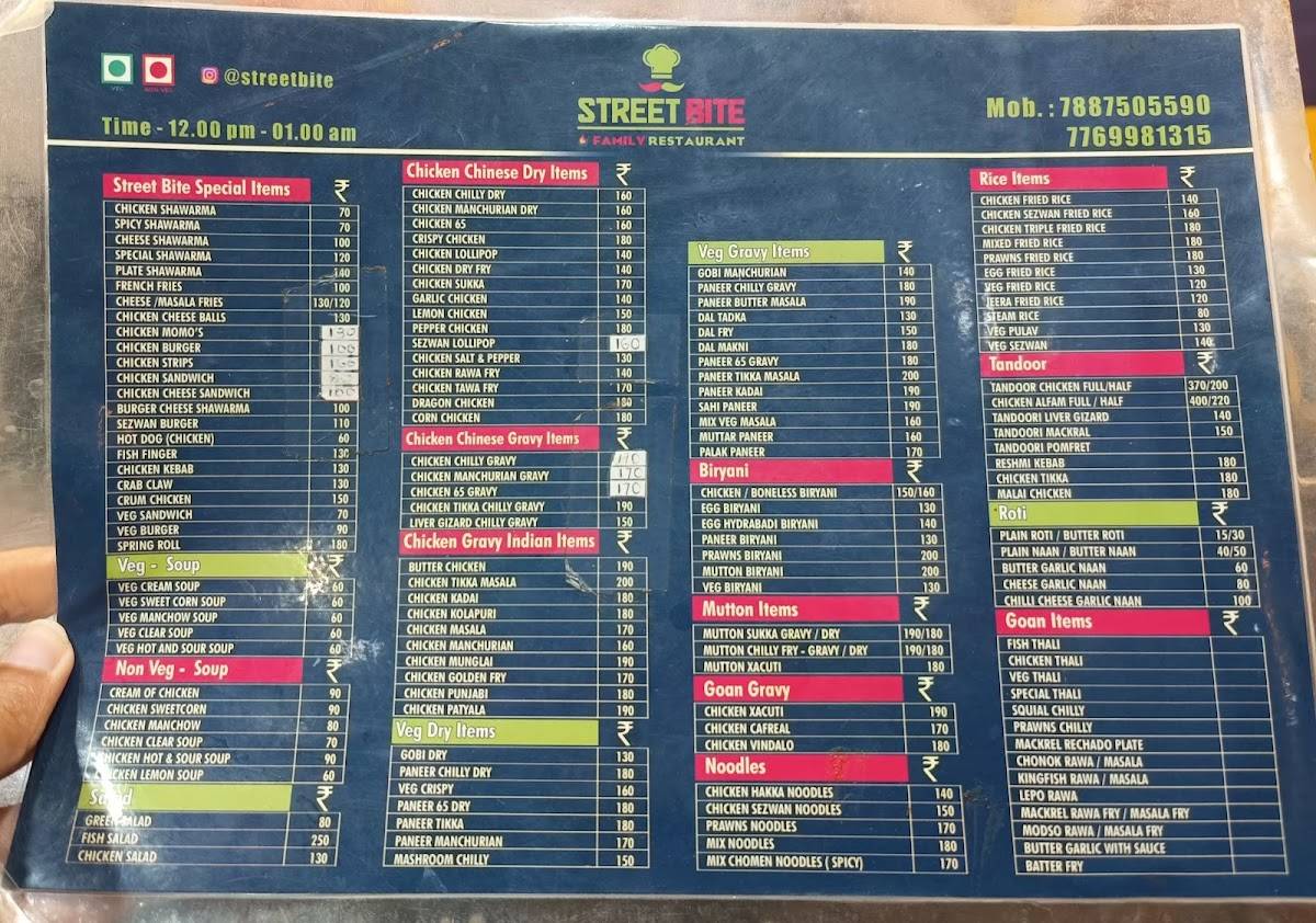 Street Bite menu