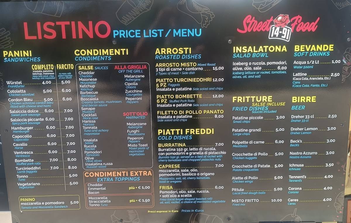 Menu di Street food Ma-Sí 