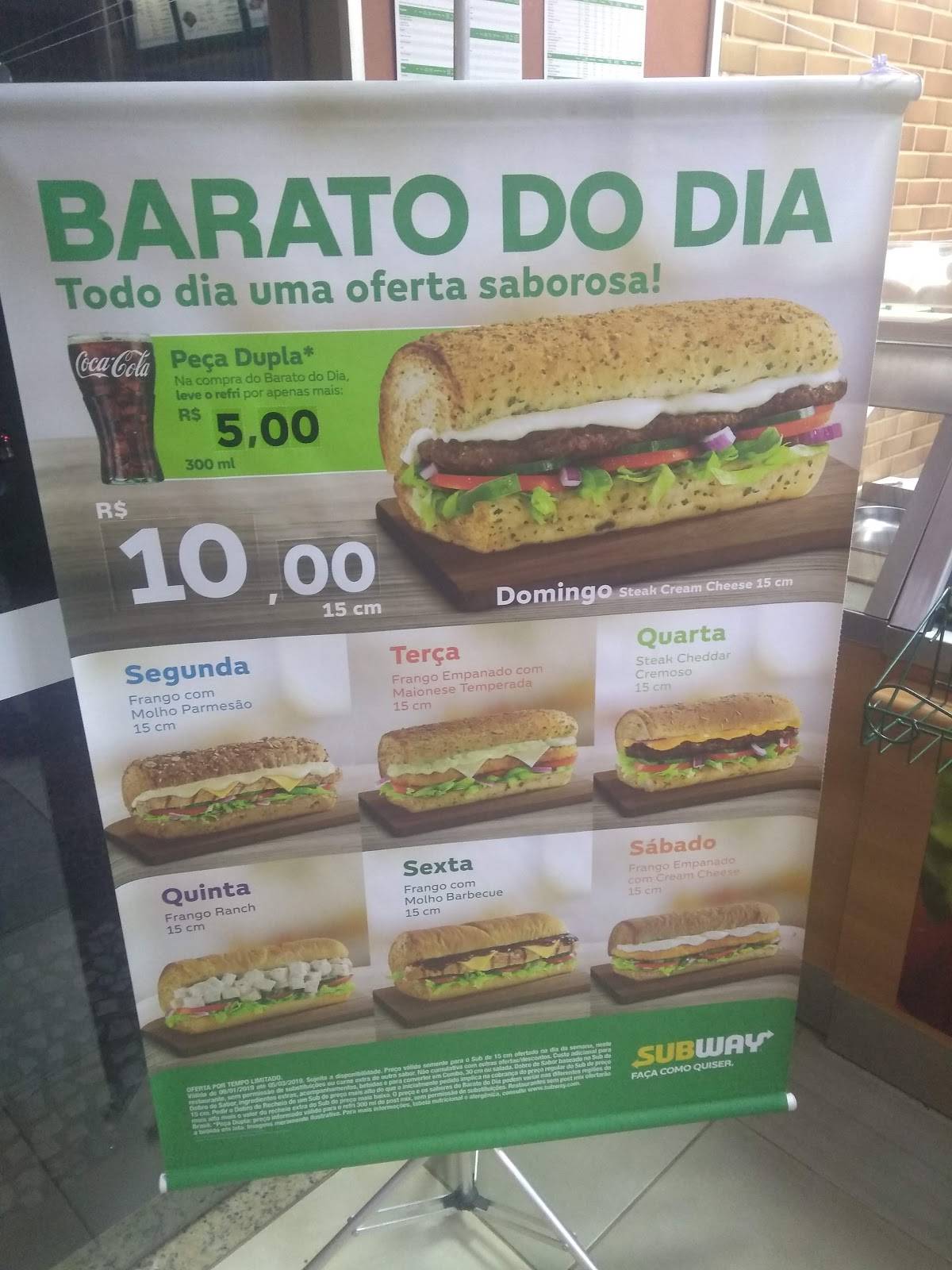 Subway cardápio