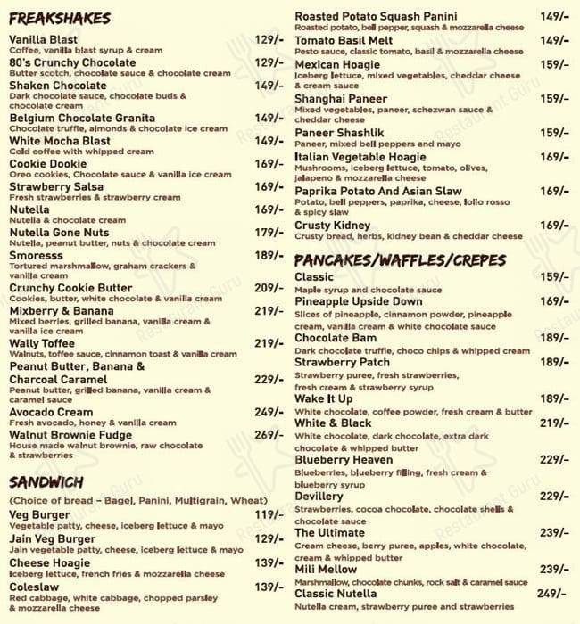 Sugar Russh Café menu