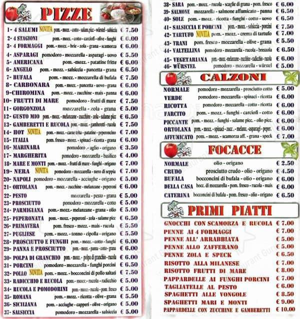 Menu di Ristorante Pizzeria Sunrise 