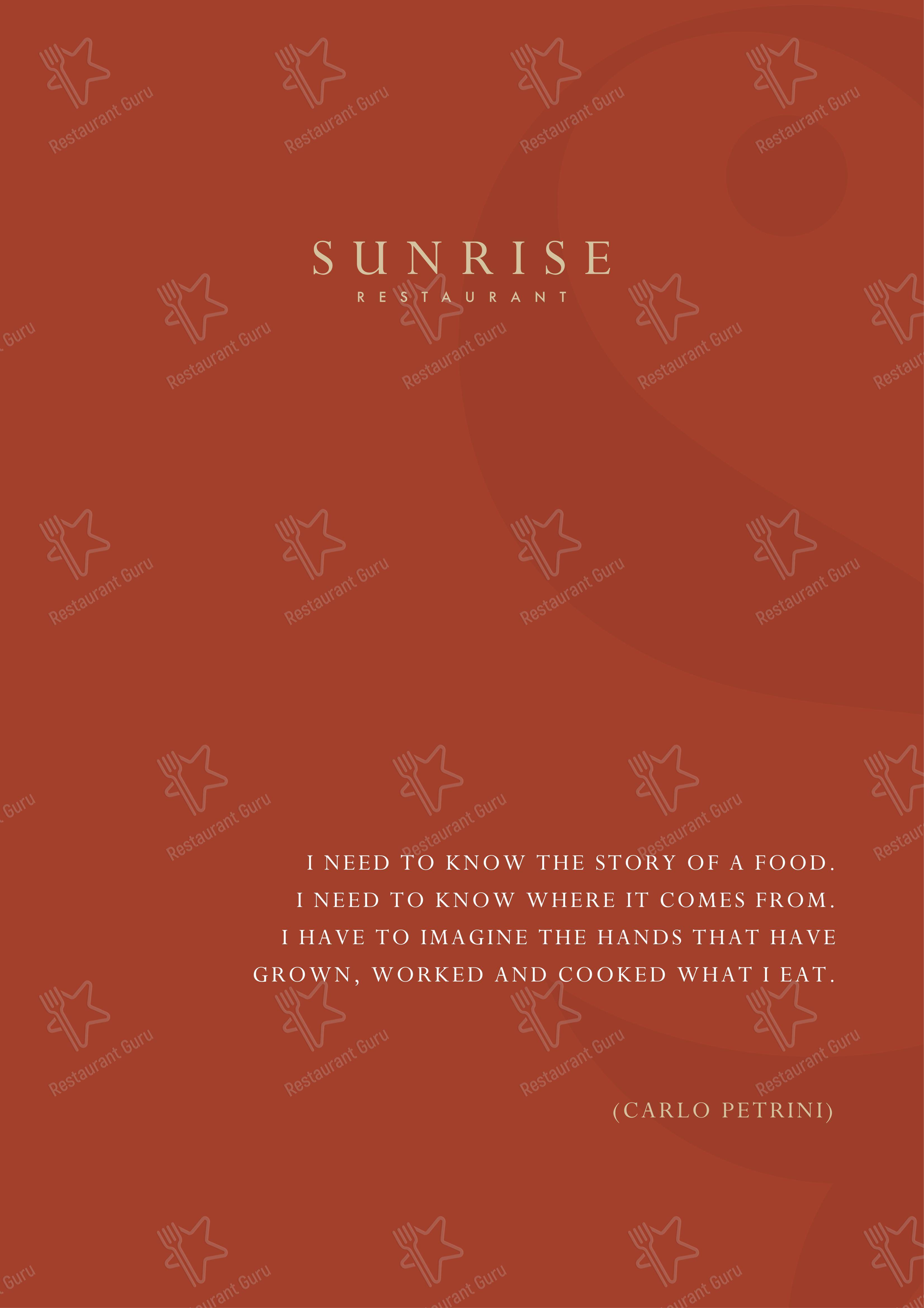 菜单 per Sunrise Restaurant ristorante