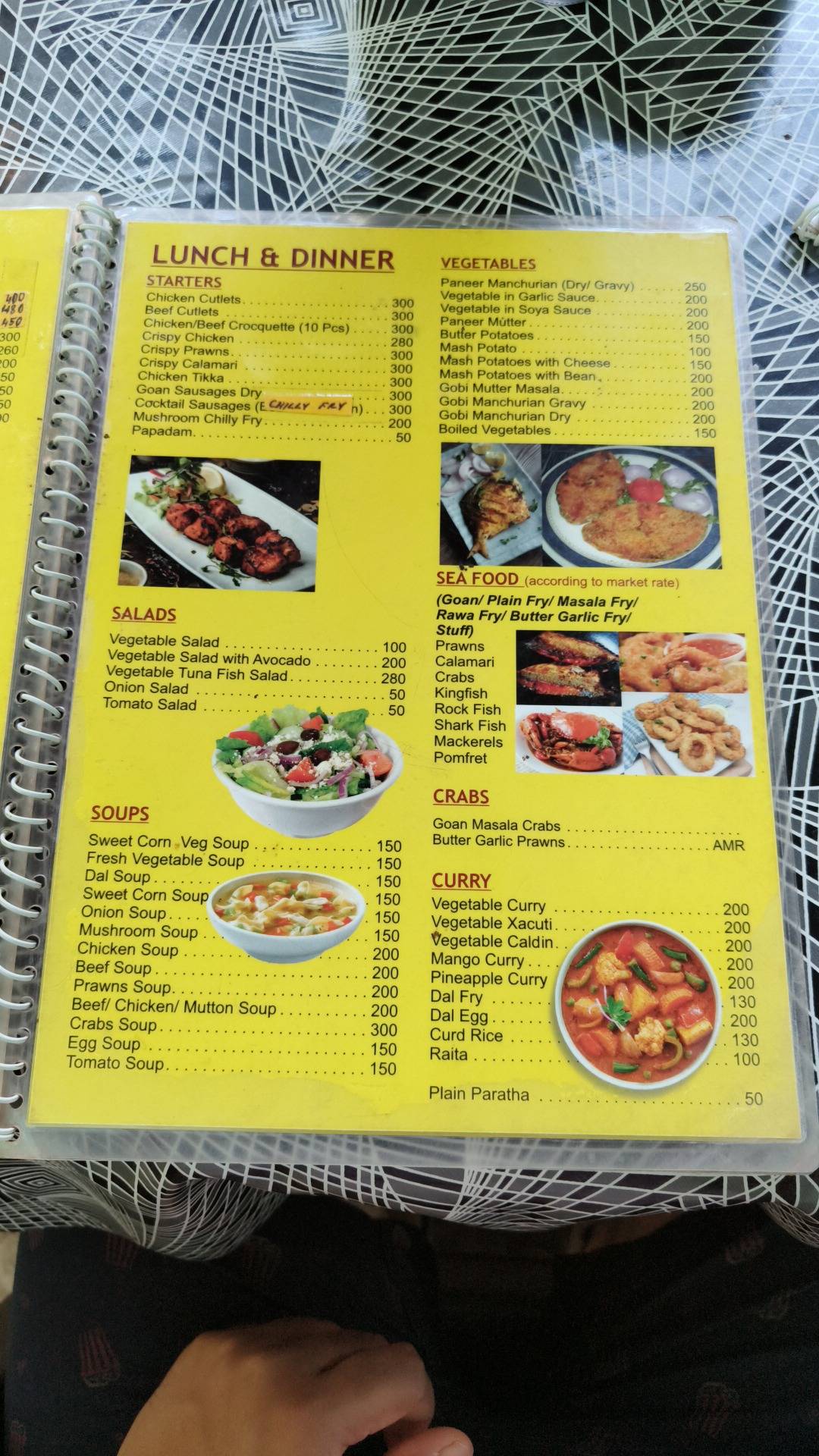Sunrise Restaurant menu