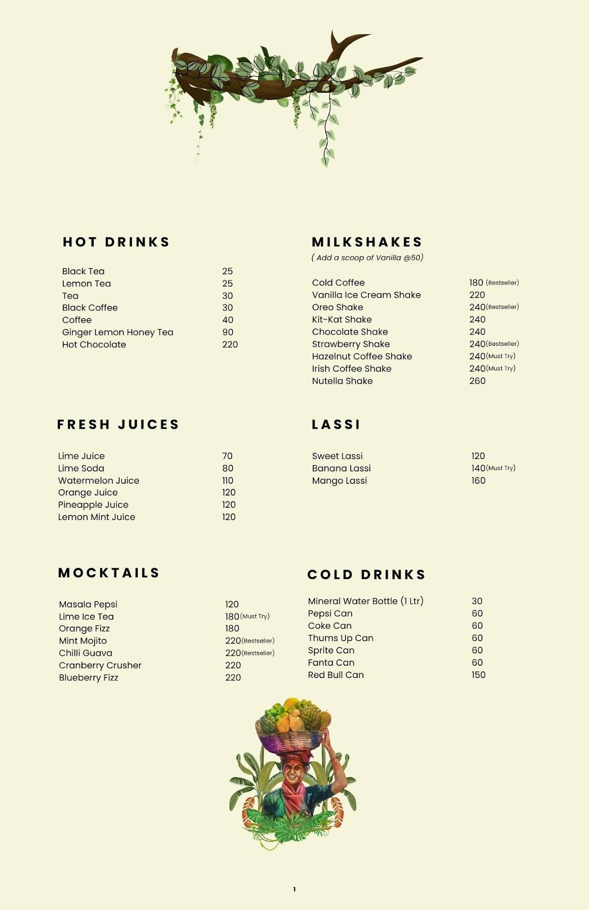 Sunset Cafe Beach Stay Gokarna menu