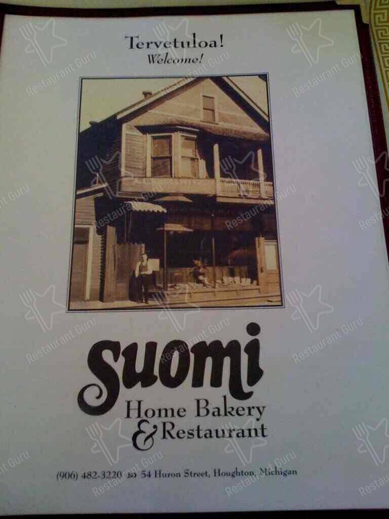 Menu at Suomi Home Bakery & Restaurant, Houghton