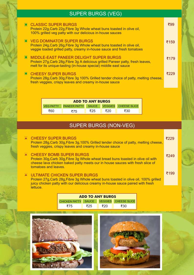 SuperFood menu