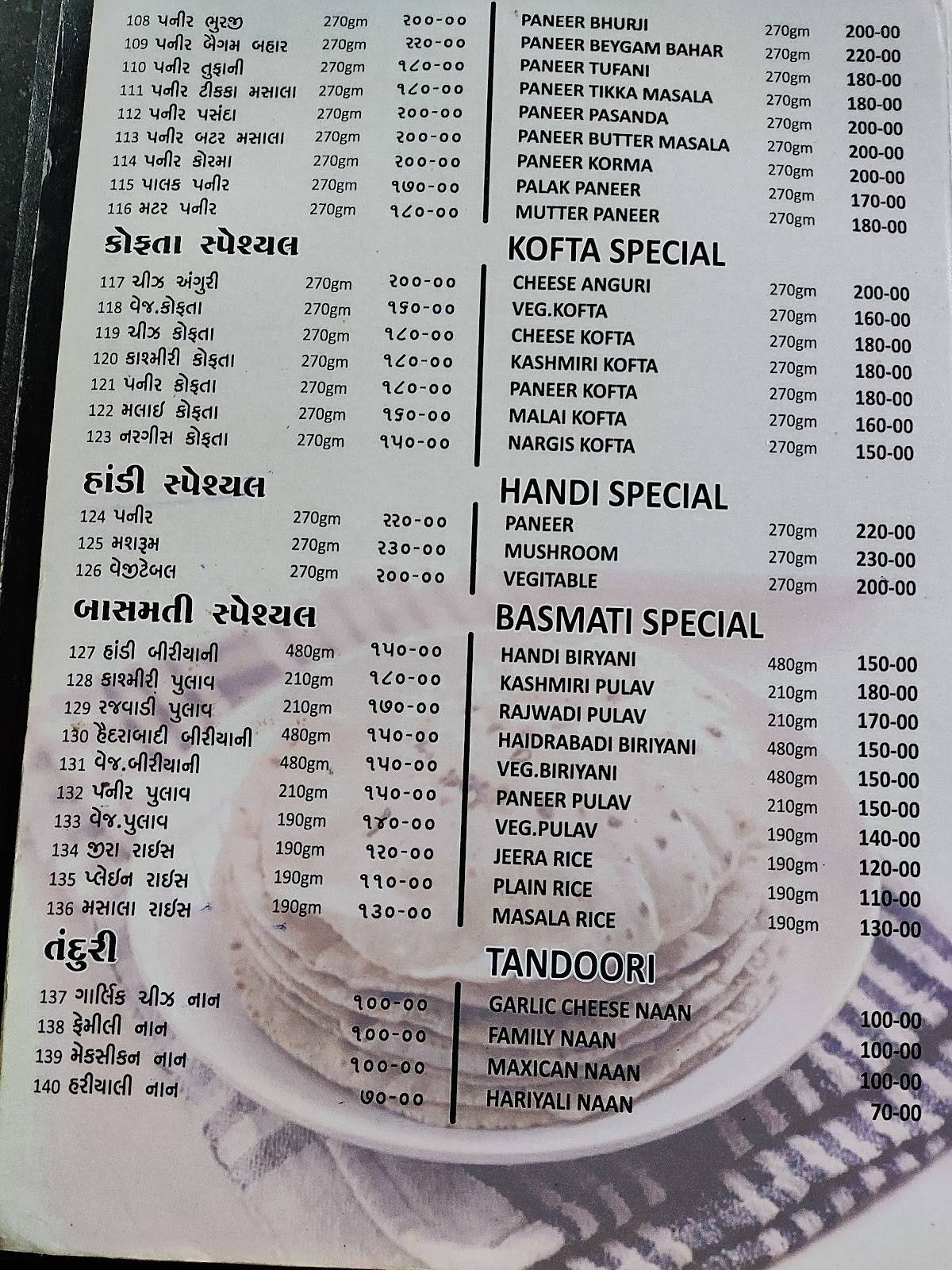 Gokul Park Restaurant menu