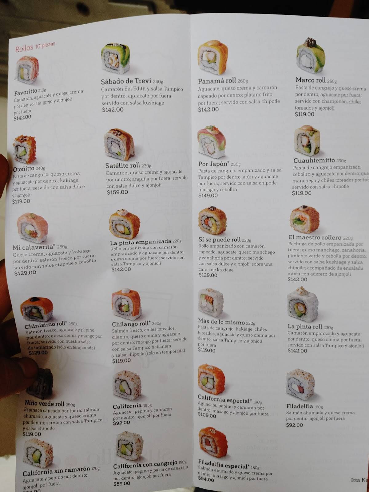 Carta del restaurante Sushi Itto, Mexico, Avenida 608 #187