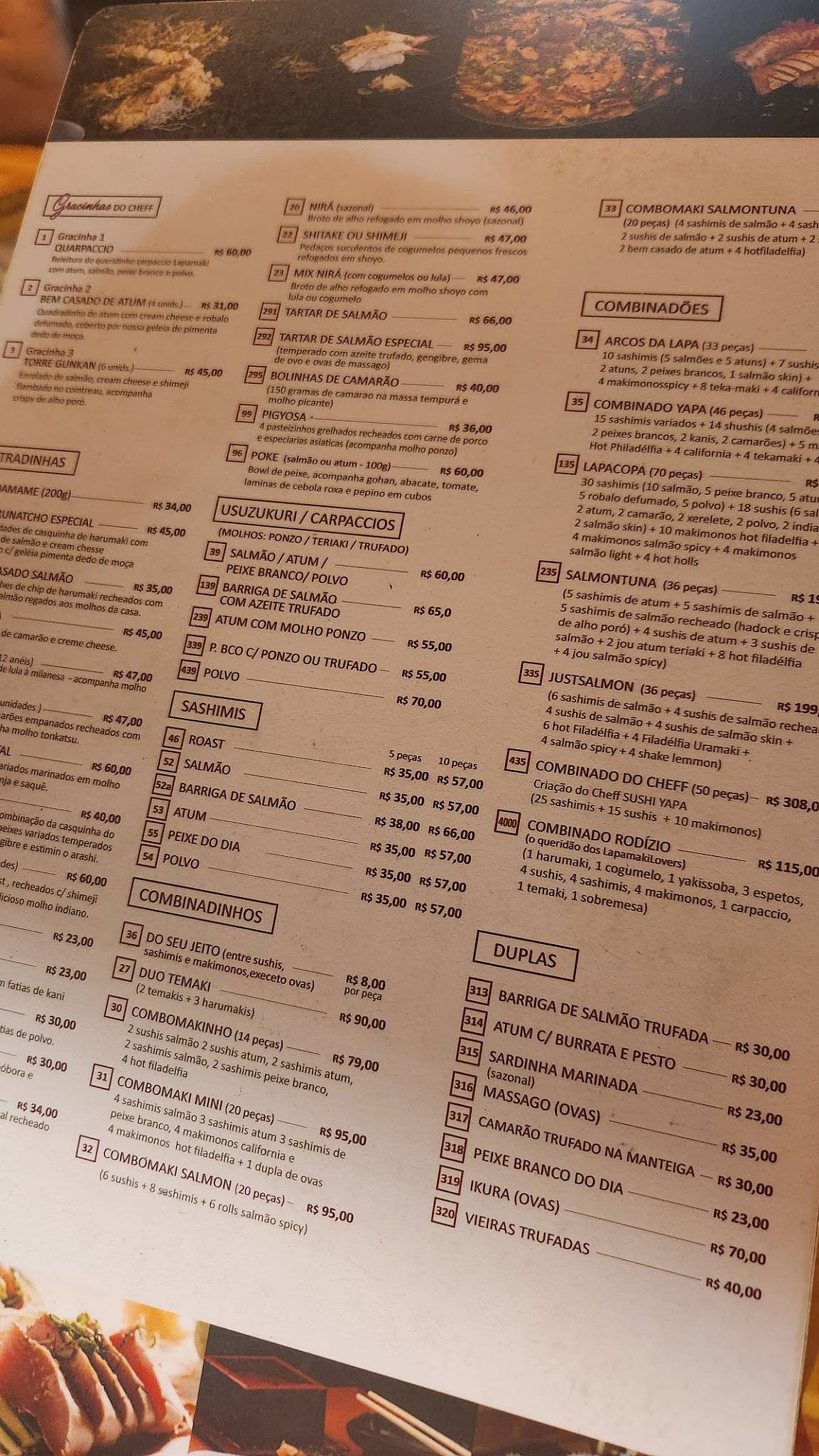 Sushi Yapa cardápio