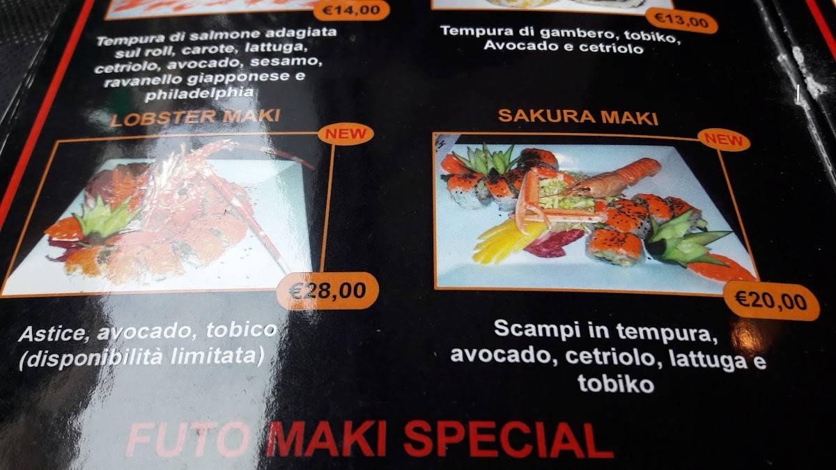 Menu di SushiLive 