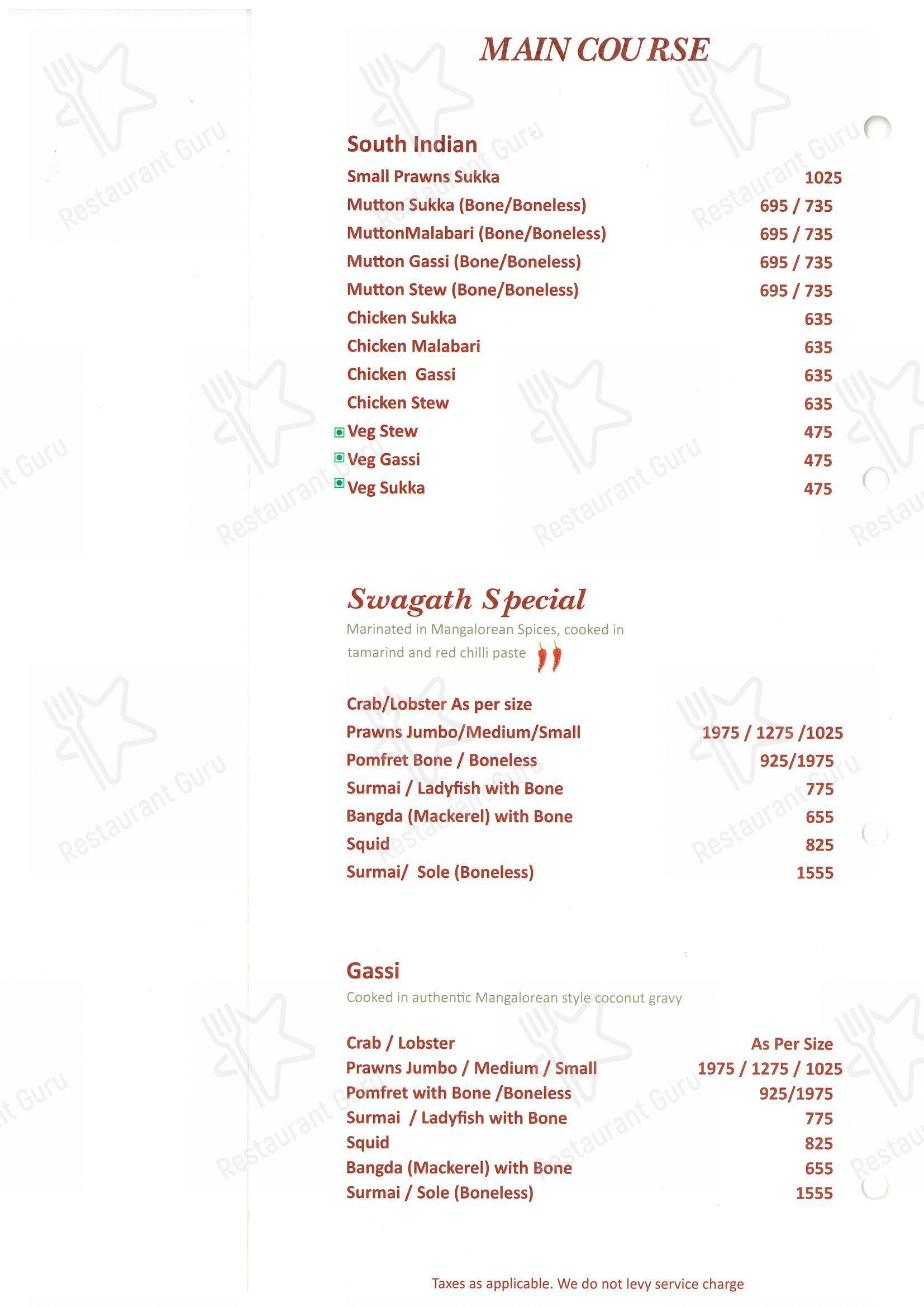 Swagath Restaurant & Bar - Menu