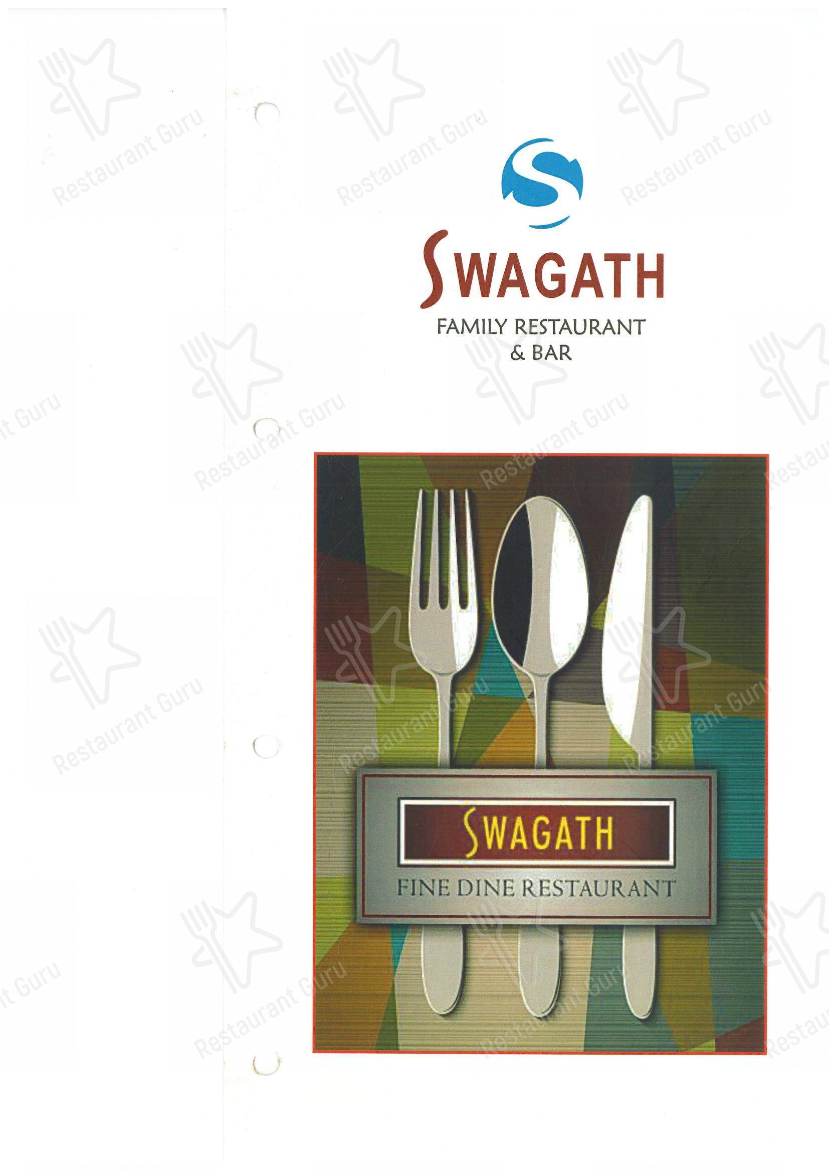 Menu for the Swagath Restaurant & Bar restaurant