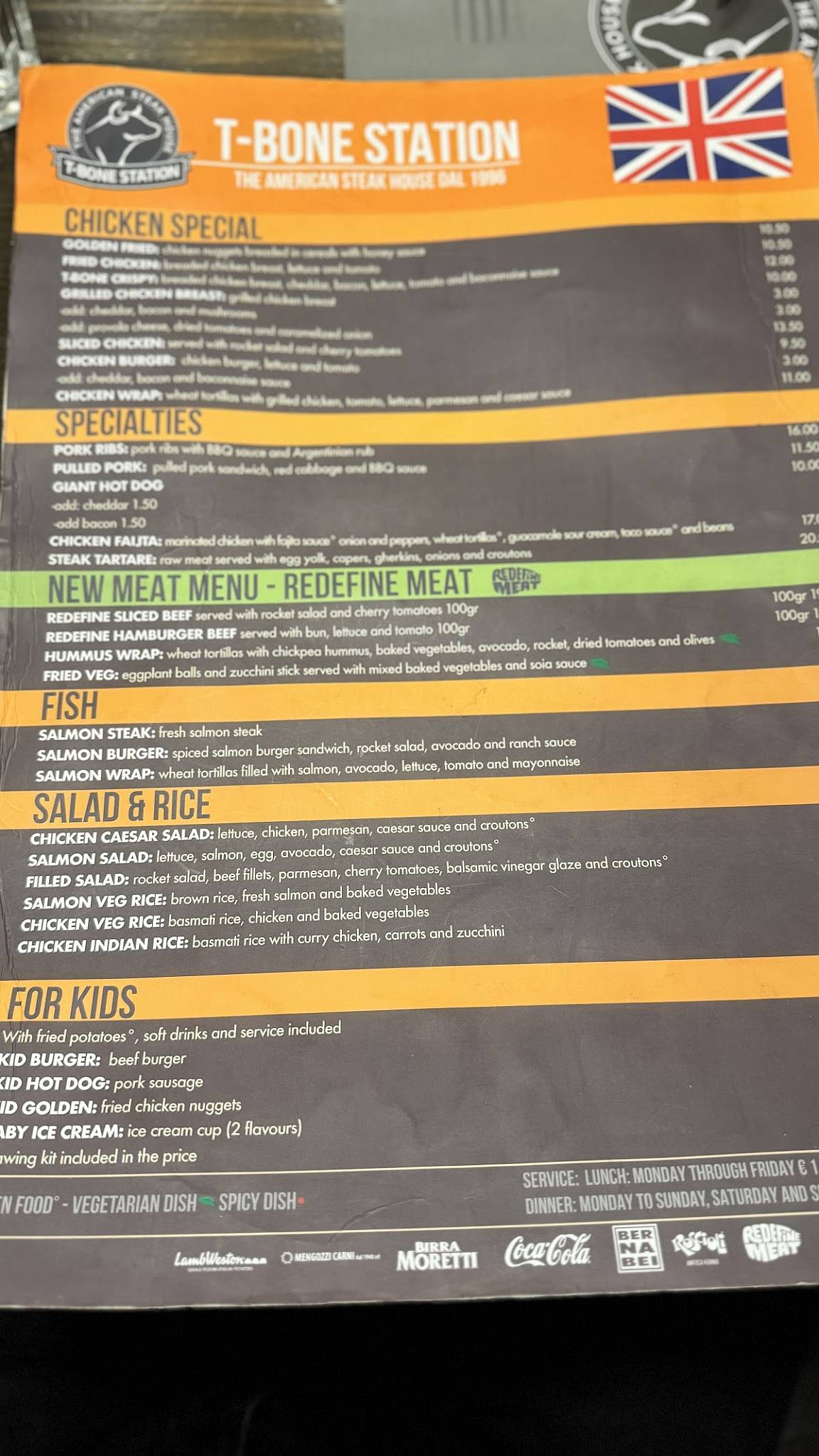 Menu de T-Bone Station