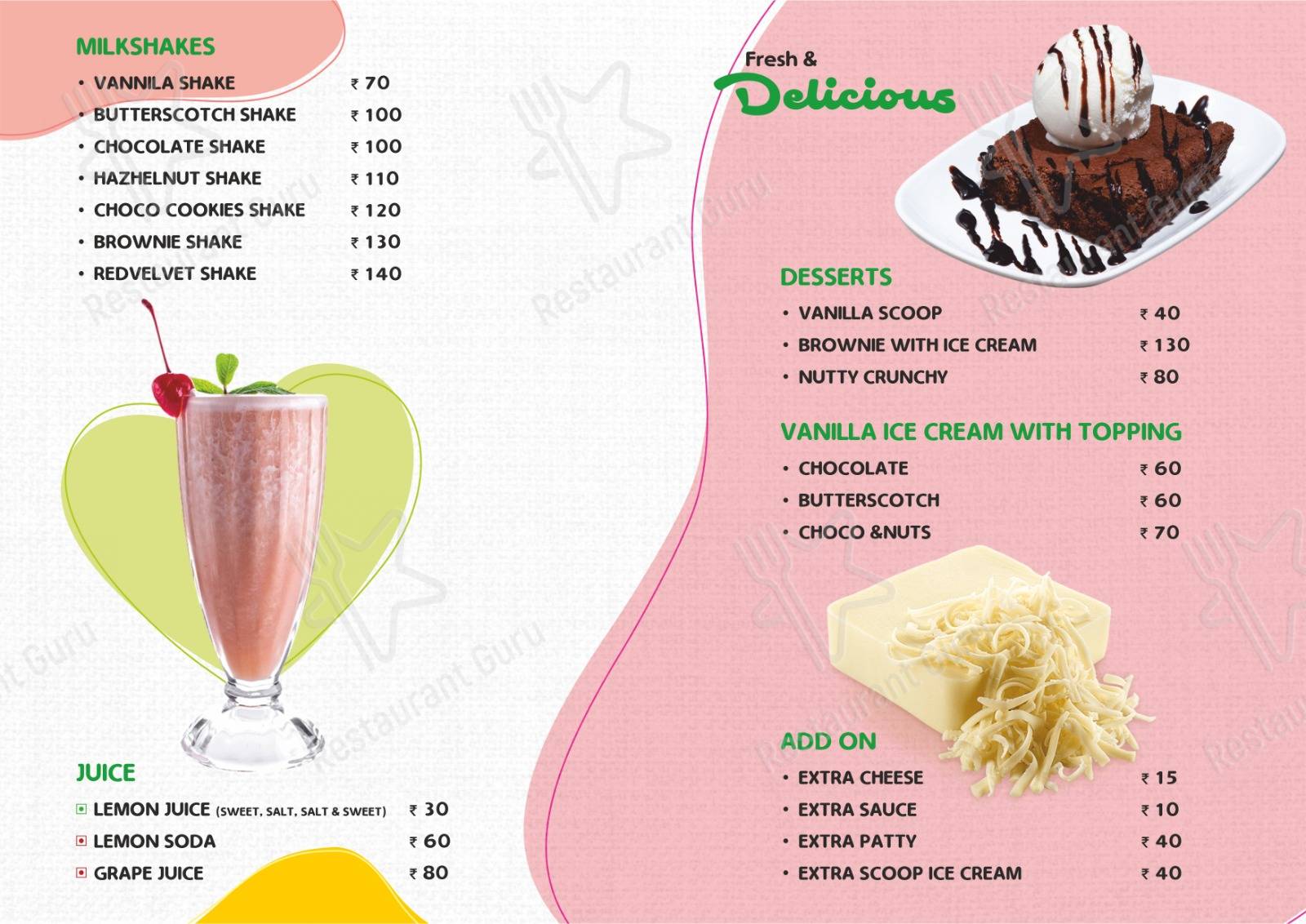 TAKE THE CAKE menu