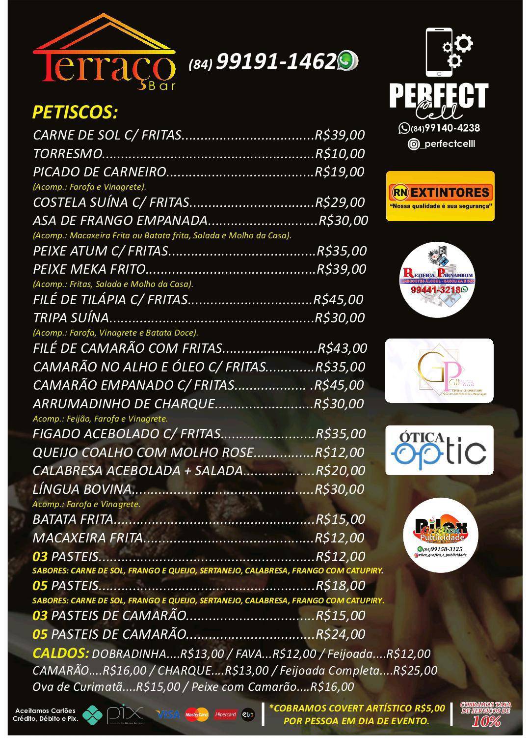 TERRAÇO bar cardápio