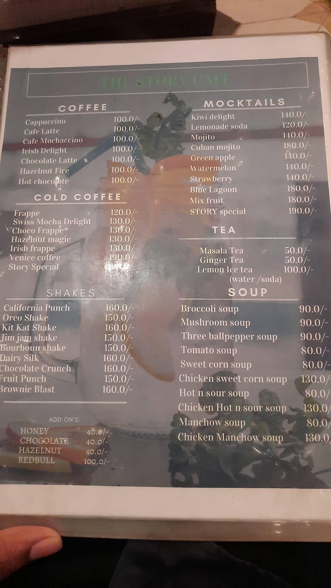 THE STORY CAFE & RESTAURANT menu