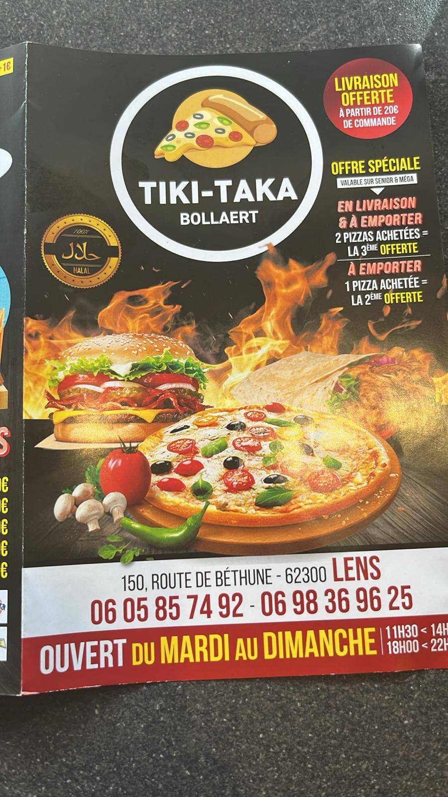 Menu de TIKI TAKA Lens