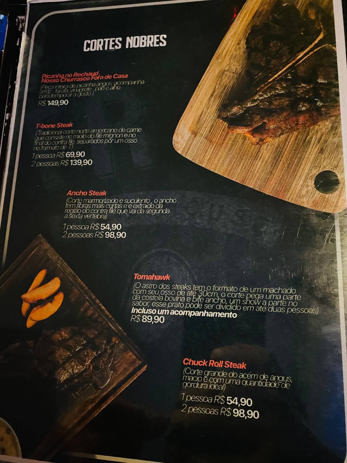 TR3S Steakhouse cardápio