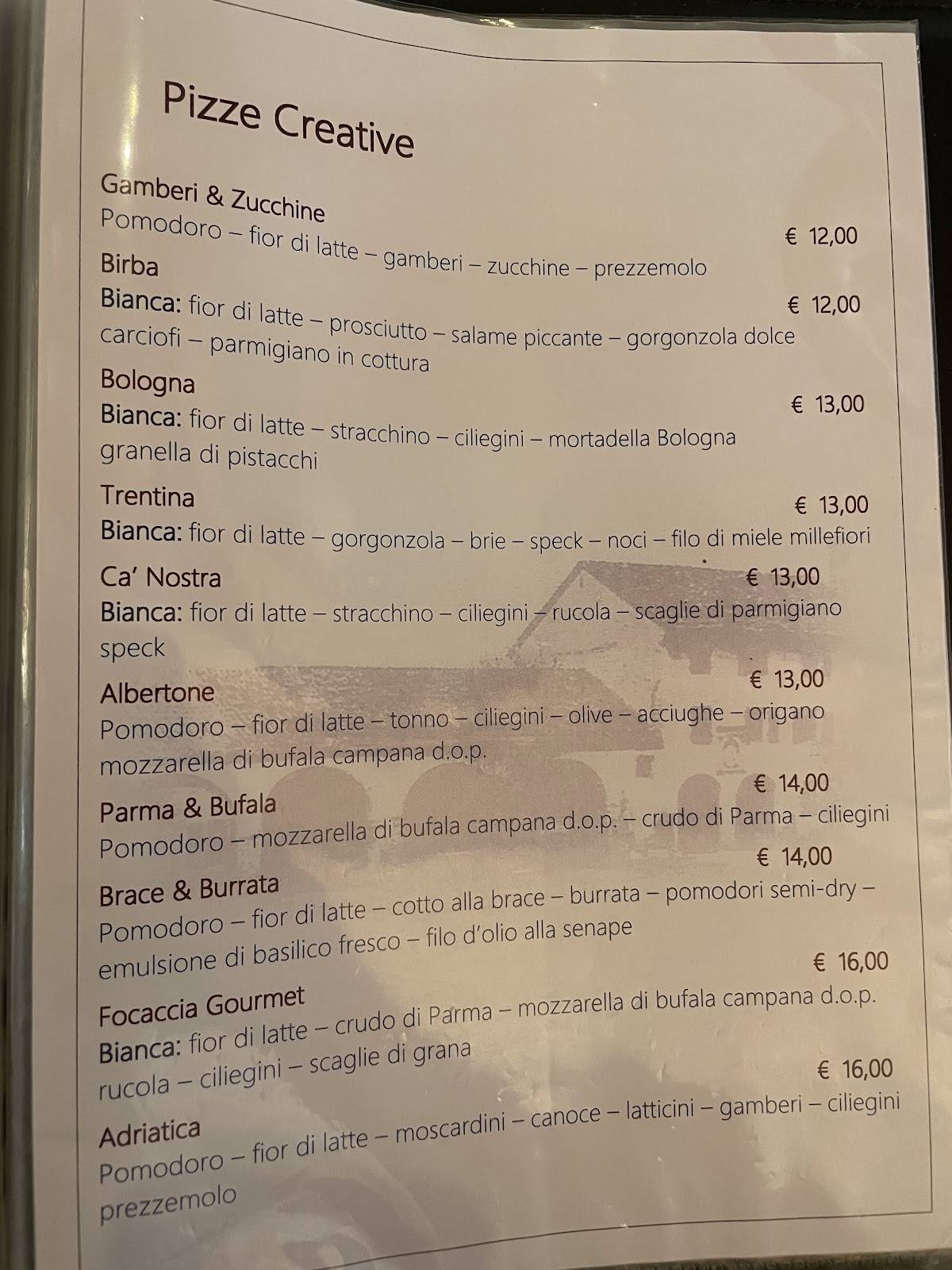 Menu di Ristorante Trattoria Ca' Nostra 
