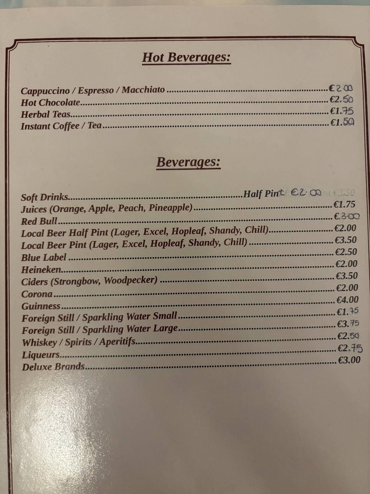 Menu de Ta' Klariċċ Restaurant