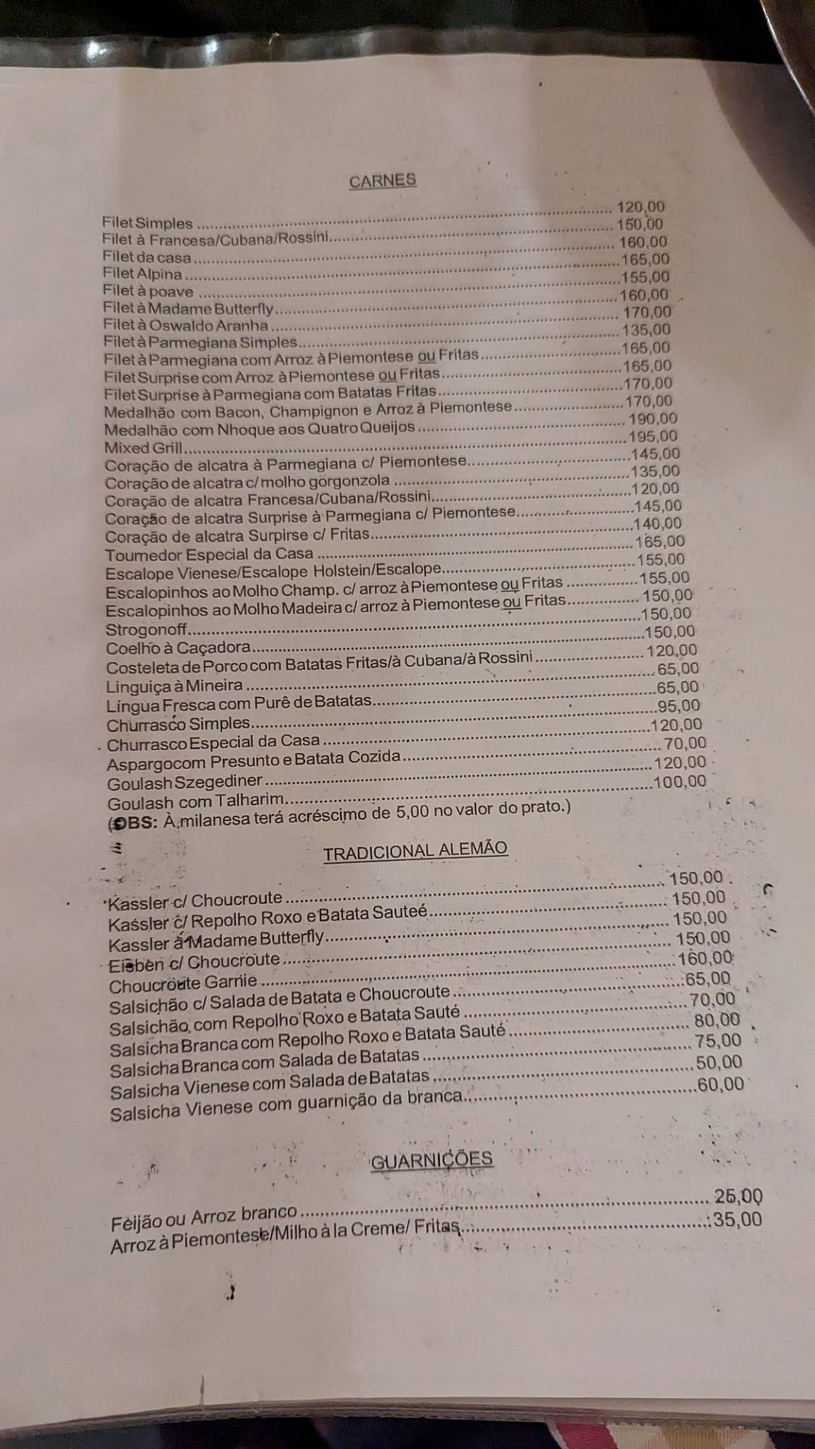 Taberna Alpina cardápio