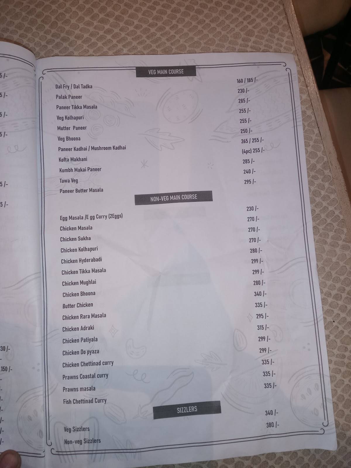 Table Stories Bar & Kitchen menu